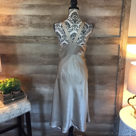 Loft Champagne Satin Slip Dress - Picture 3 of 4